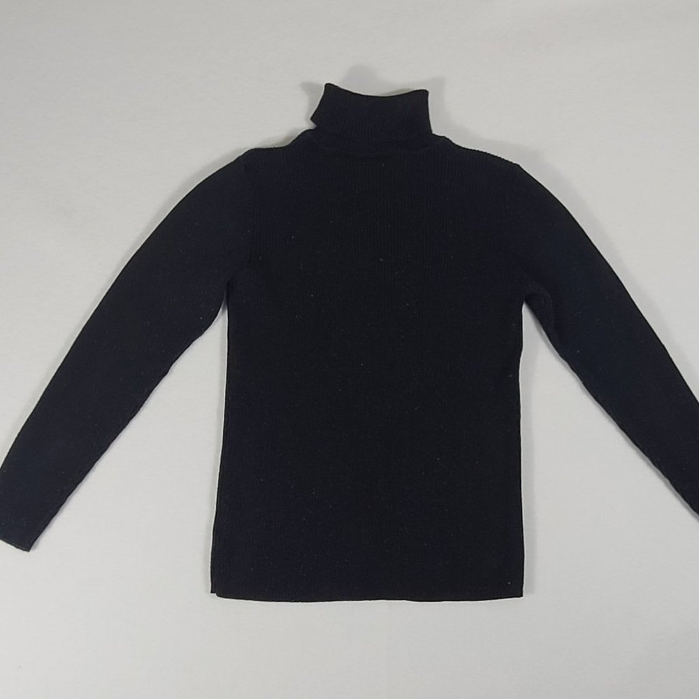 LIZ CLAIBORNE Turtleneck Black Sparkle Stretch Womens Medium Metallic Thread - Picture 3 of 9